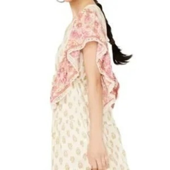 Angie Women's Border Print Dress Size S Boho Western Fairycore Floral - Picture 3 of 12